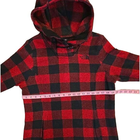 THE NORTH FACE Women's Crescent Hoody Pullover Buffalo Plaid Medium Red Black - Picture 10 of 12